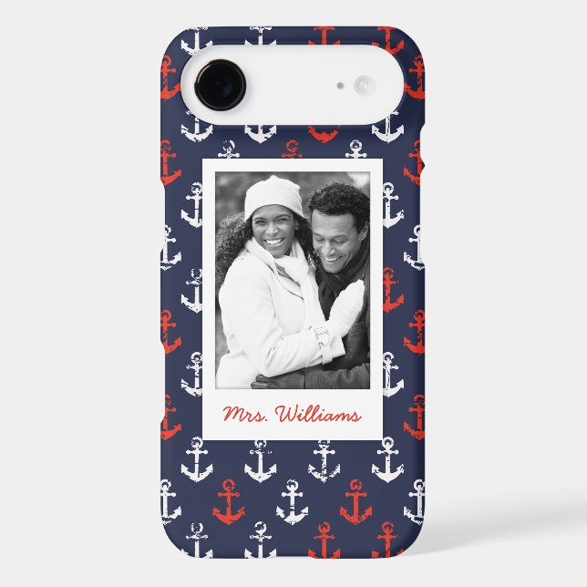 Red White And Blue Pattern | Your Photo & Name Case-Mate iPhone Case (Back)