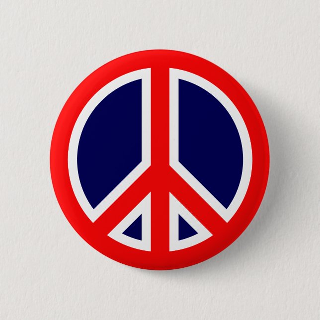 Red, White, and Blue Peace Sign 6 Cm Round Badge (Front)