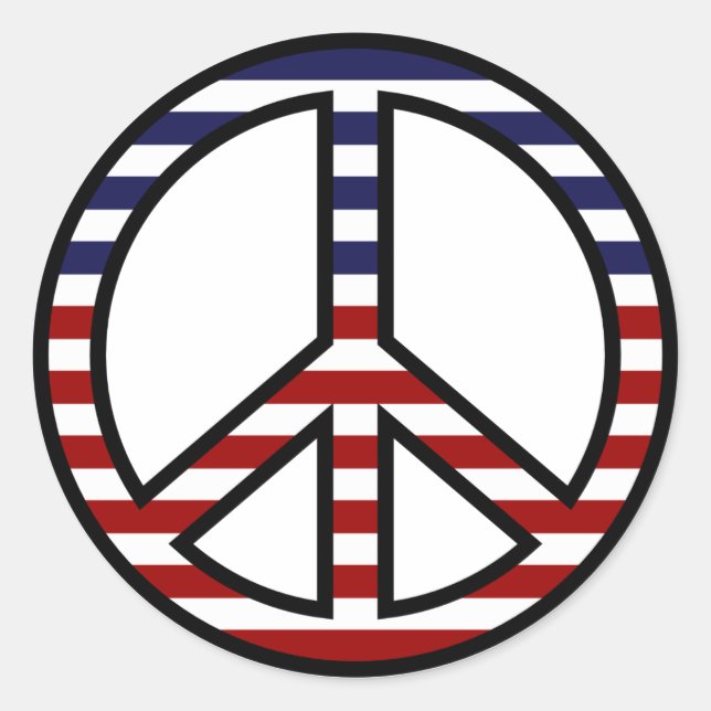 Red White and Blue Peace Sign Stickers (Front)