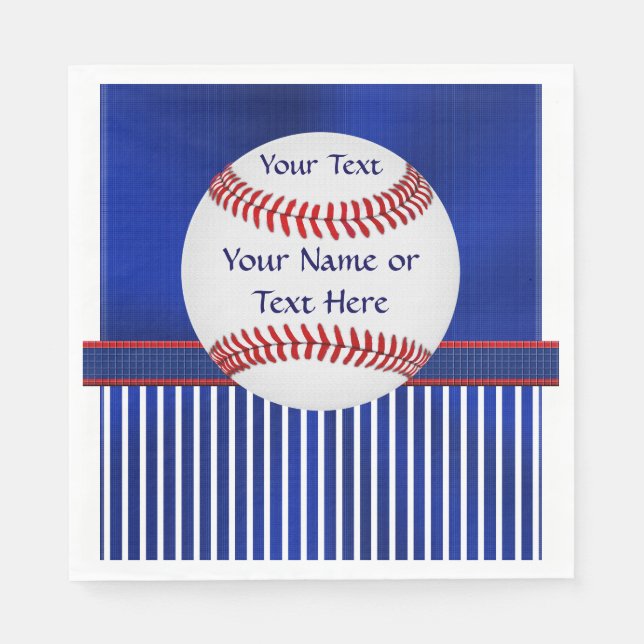 Red, White and Blue Personalised Baseball Napkins (Front)