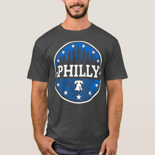 Red White and Blue Philly Fan Philadelphia Skyline T-Shirt