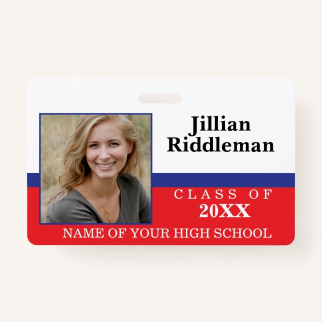 Red, White and Blue Photo Event  Badge ID Badge (Front)
