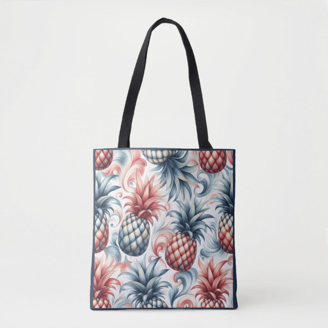Red, White and Blue Pineapples Tote Bag (Front)
