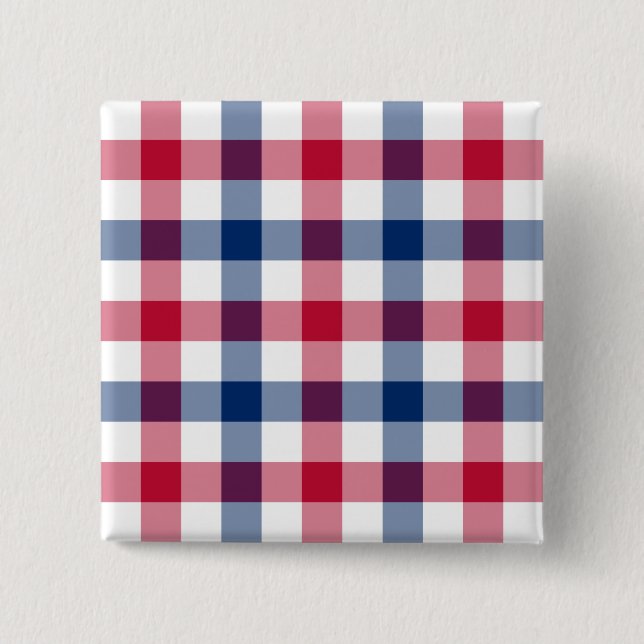 Red, White and Blue Plaid Button (Front)