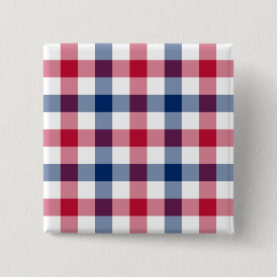 Red, White and Blue Plaid Button