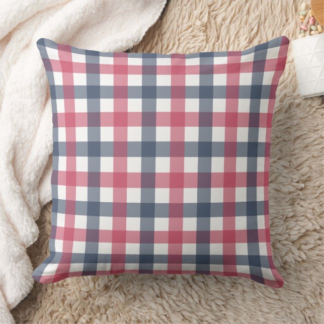 Red White and Blue Plaid Cushion (Blanket)