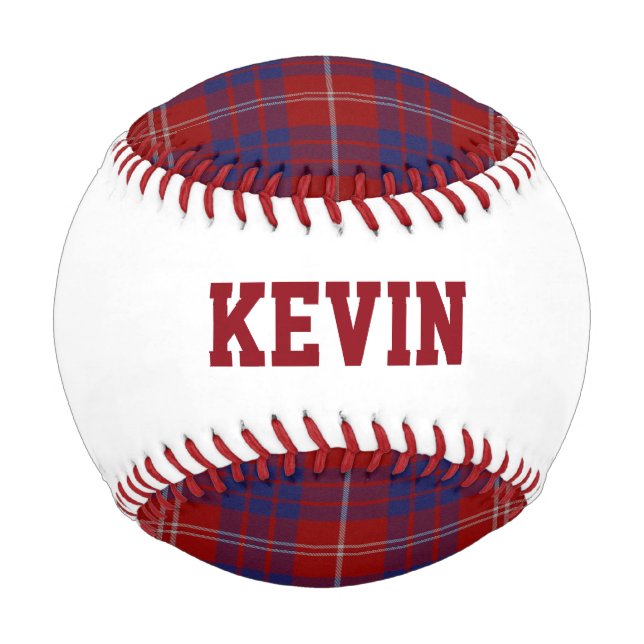Red, White, and Blue Plaid Custom Baseball (Front)