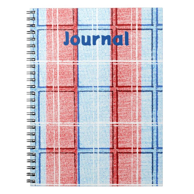 Red, White and Blue Plaid Journal Notebook (Front)
