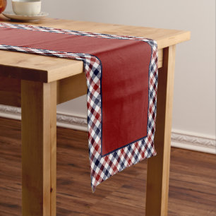 Red white and blue plaid medium table runner