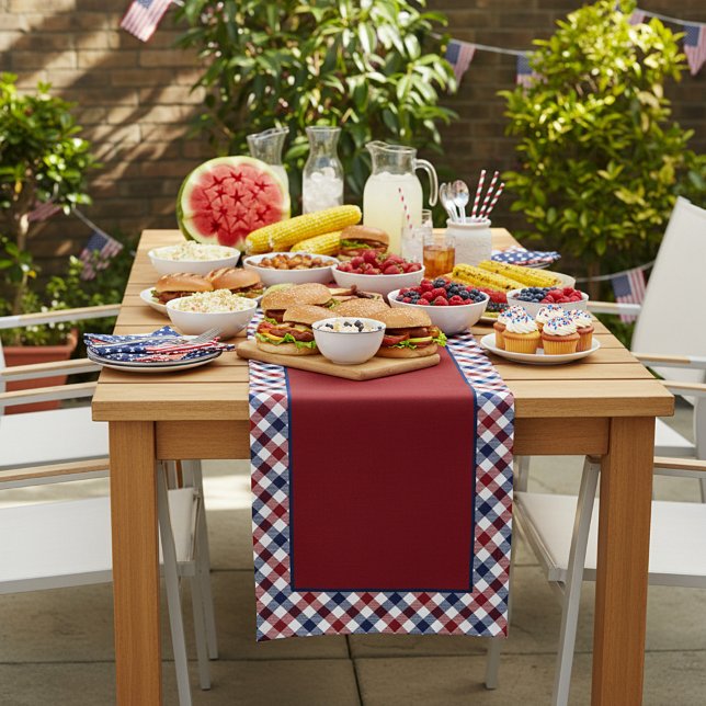Red white and blue plaid medium table runner (Creator Uploaded)