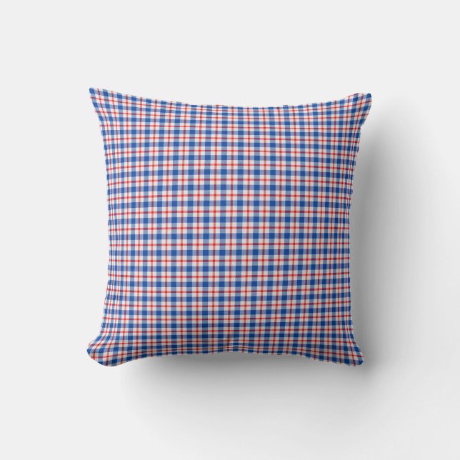Red White and Blue Plaid Pillow (Front)