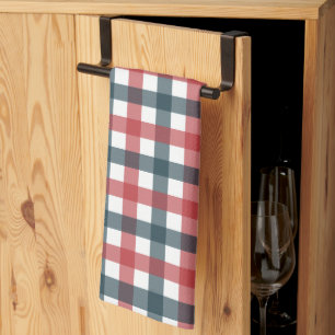 Red White and Blue Plaid Tea Towel