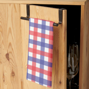 Red White and Blue Plaid Tea Towel