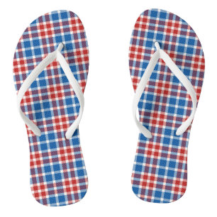 Red White and Blue Plaid Thongs