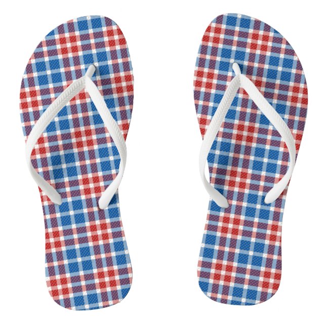 Red White and Blue Plaid Thongs (Footbed)