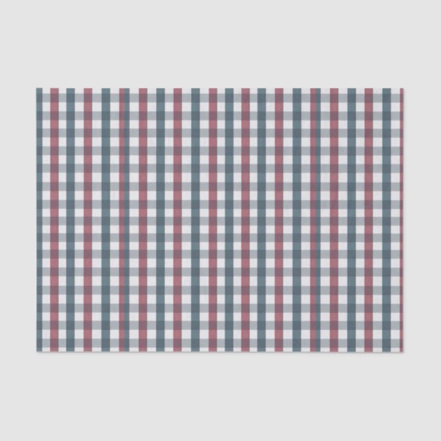 Red, White and Blue Plaid Tissue Paper (Front)