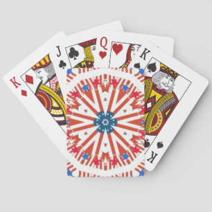 red, white and blue playing cards