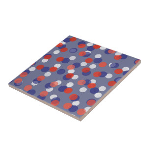 red, white and blue polka dots ceramic tile