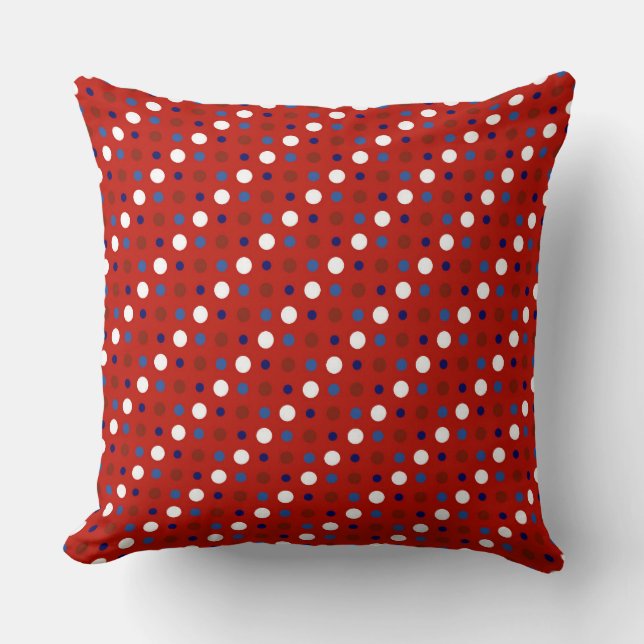 Red White and Blue Polka Dots Cushion (Front)