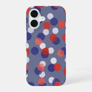 red, white and blue polka dots iPhone 16 case