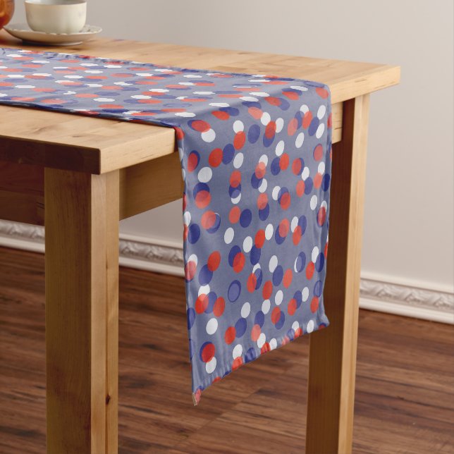 red, white and blue polka dots medium table runner (In Situ)