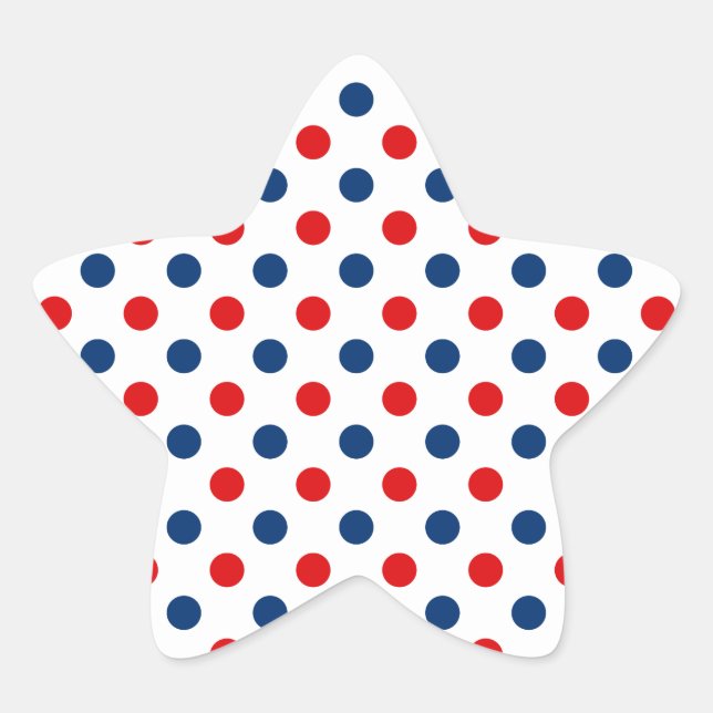 Red White and Blue Polka Dots Star Sticker (Front)