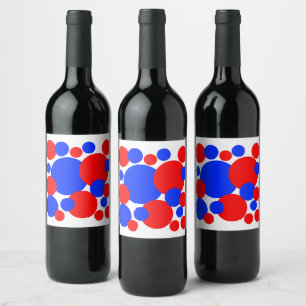  Red, White and Blue Polka Dots   Wine Label