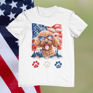 Red White and Blue Poodle Dog American 4th of July T-Shirt