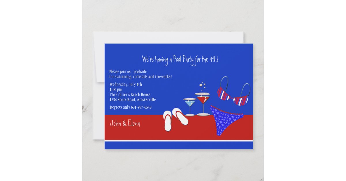 Red, White and Blue Pool Party Invitation | Zazzle
