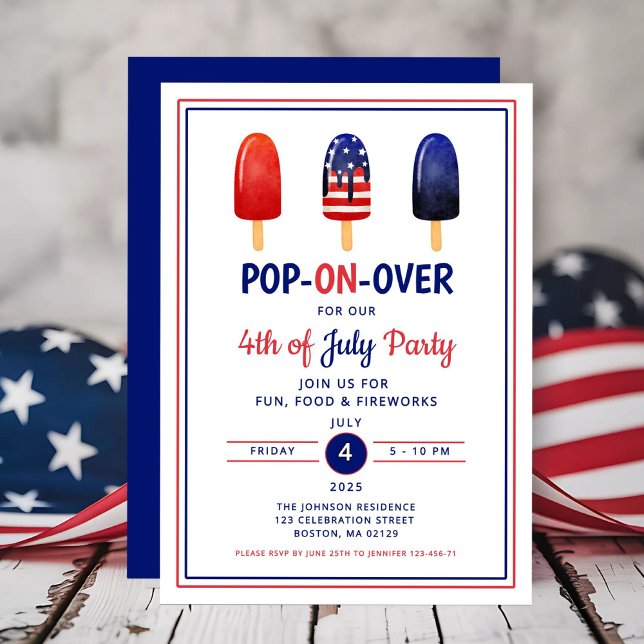 Red White And Blue Popsicle 4th Of July Invitation (Red White And Blue Popsicle 4th Of July Invitation)