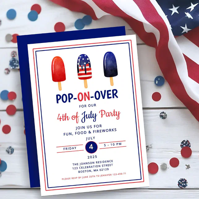 Red White And Blue Popsicle 4th Of July Invitation | Zazzle