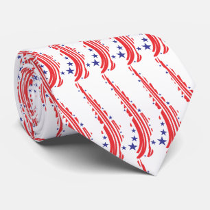 Red White And Blue Print Necktie