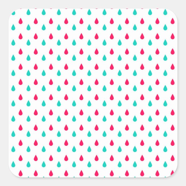 Red, White, and Blue Raindrops Design Square Sticker (Front)