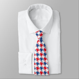 Red White and Blue Repeating Houndstooth Pattern Tie
