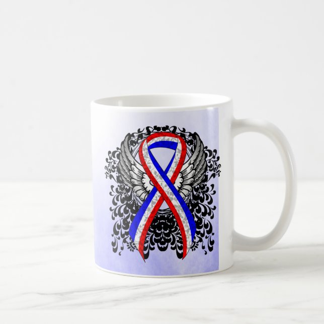 Red, White and Blue Ribbon with Wings Coffee Mug (Right)