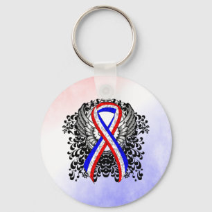 Red, White and Blue Ribbon with Wings Key Ring