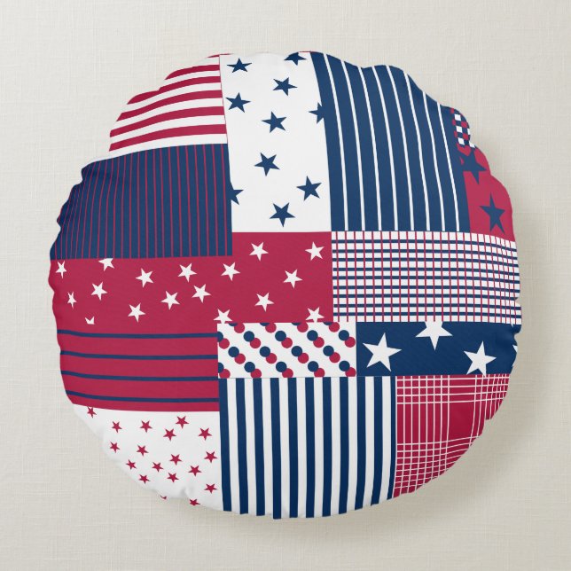 Red, White and Blue Round Cushion (Front)
