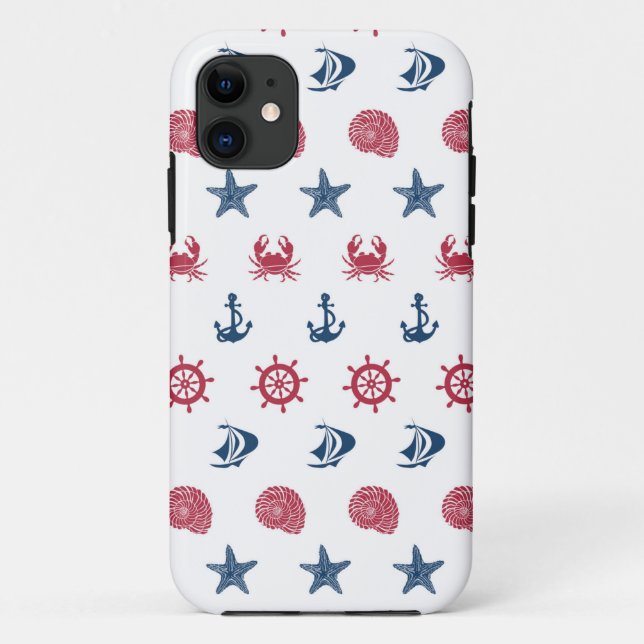 Red White And Blue Sea Symbol Pattern Case-Mate iPhone Case (Back)