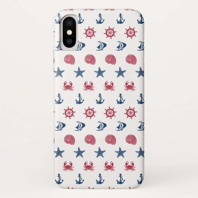 Red White And Blue Sea Symbol Pattern Case-Mate iPhone Case (Back)
