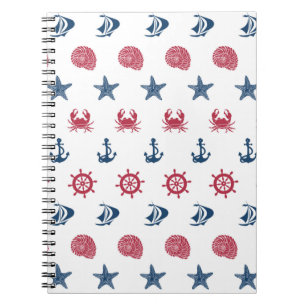 Red White And Blue Sea Symbol Pattern Notebook