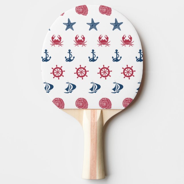 Red White And Blue Sea Symbol Pattern Ping Pong Paddle (Front)