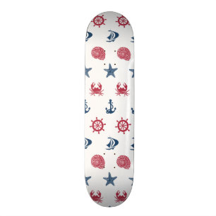 Red White And Blue Sea Symbol Pattern Skateboard
