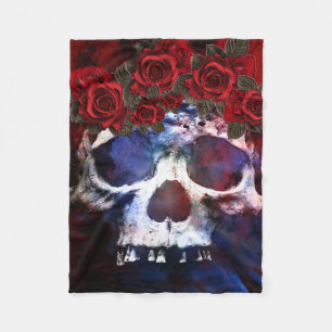 Red, White, and Blue Skull Fleece Blanket