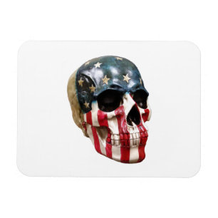 Red White and Blue Skull on a magnet