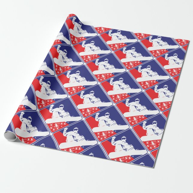 Red-White-and-Blue-Snow-Boa Wrapping Paper (Unrolled)