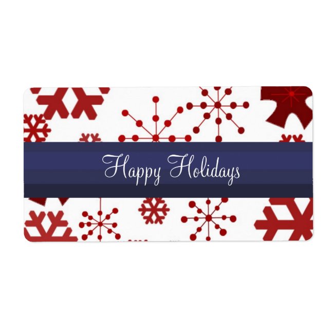 Red  White and Blue Snowflake Labels (Front)