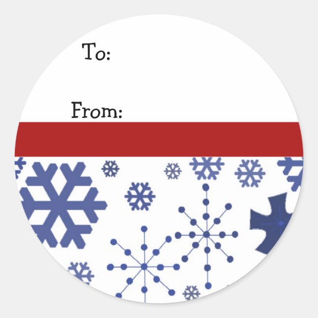 Red White and Blue Snowflake Stickers (Front)