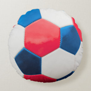 Red White and Blue Soccer Ball Pillow