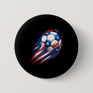 Red White And Blue Soccer Byll Patriotic Fourth Of 6 Cm Round Badge