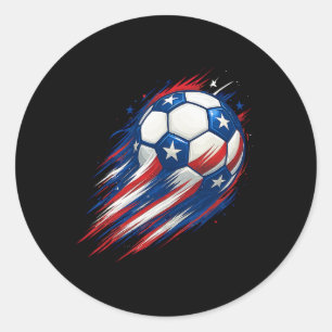 Red White And Blue Soccer Byll Patriotic Fourth Of Classic Round Sticker